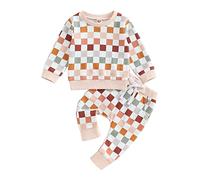 LYSINK Toddler Girl Boy Spring Fall 2 Piece Set Long Sleeve Round Neck Sweatshirt Tops Elasticated Waist Trouse Tracksuit (Bq Multi-color, 2-3T)