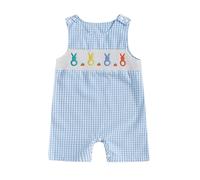 LYSINK Toddler Girls Boys Ovrealls Rompers Easter Clothes Crew Neck Sleeveless Bodysuits Jumpsuits Spring Summer Infant Clothes (Bd Blue, 0-3 Months)