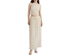 LYSINK Two Piece Maxi Skirt Sets for Women Summer Backless Sleeveless Ruched Beach Halter Cami Top Long Skirt 2 Piece Outfits (Ba Apricot, M)