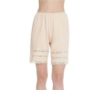 LYSINK Women Lace Edge Pyjama Bottoms Loose Solid Soft Satin Silk Pettipants Summer Casual Half Slip Shorts (Bd Skin Color, 3XL)