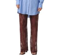 LYSINK Women Lace Flare Pants Hollow Out Sheer Mesh Cover Up High Waist Bell-Bottoms Trousers Gothic Punk Hippie Streetwear (Bd Khaki, L)