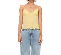 LYSINK Women Lace Trim Spaghetti Strap Cami Tops V Neck Tie Back Crop Tops Sleeveless Backless Tank Tops Streetwear (D-a-Yellow, L)