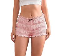 LYSINK Women Lounge Bloomer Mini Shorts Elastic Waist Low Rise Frill Boxer Shorts Pyjama Shorts Yoga Gym Shorts