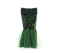 LYSINK Women Mermaid Long Tail Skirt Halloween Cosplay Fancy Costume High Waist Bodycon Sequin Maxi Skirt with Mesh Panel (Ba Green, L)