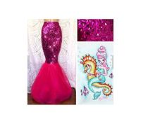 LYSINK Women Mermaid Long Tail Skirt Halloween Cosplay Fancy Costume High Waist Bodycon Sequin Maxi Skirt with Mesh Panel