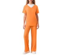 LYSINK Women Prisoner Outfits Halloween Orange Criminal Costume 2pcs Jail Inmate Role-Playing Clothes Convict Costume (A-Multi-color, XL)