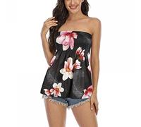 LYSINK Women Summer Tube Tops Sleeveless Strapless Pleated Stretch Tops Casual Flowy Off The Shoulder Going Out Blouses (Be Pink, XL)