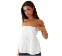 LYSINK Women Summer Tube Tops Sleeveless Strapless Pleated Stretch Tops Casual Flowy Off The Shoulder Going Out Blouses (Ba White, L)