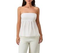 LYSINK Women Summer Tube Tops Sleeveless Strapless Pleated Stretch Tops Casual Flowy Off The Shoulder Going Out Blouses (Bc White, L)