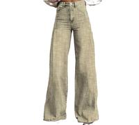 LYSINK Women Wide Leg Jeans Loose High Waisted Straight with Pockets Pants Summer Spring Casual Denim Long Trouser (Bg Light Green, S)