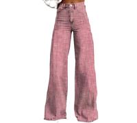 LYSINK Women Wide Leg Jeans Loose High Waisted Straight with Pockets Pants Summer Spring Casual Denim Long Trouser (Bg Pink, M)