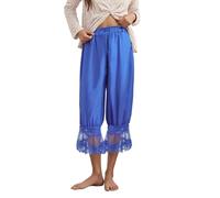 LYSINK Women's Drawstring Lantern Pants Spring Summer Wide Leg Trousers | High Waist Lace Patchwork Loose Hem Bloomer Casual Streetwear