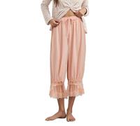 LYSINK Women's Drawstring Lantern Pants Spring Summer Wide Leg Trousers | High Waist Lace Patchwork Loose Hem Bloomer Casual Streetwear
