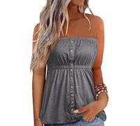 LYSINK Women's Tube Tops Wrap Chest Tank Tops Summer Going Out Blouses (02 Light Gray, M)