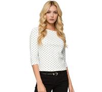 LYSINK Women's Y2k Polka Dot Shirt Vintage 3/4 Sleeve Boat Neck Crop Tops Summer Slim Fit Blouse (A1-a-White, M)
