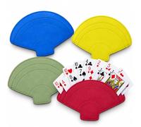LYSION Playing Card Holders for Adults Seniors Travel Party and Family Game Night 4-Pack Leather