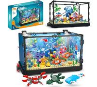 Lysliv Fish Tank Building Block, Lighting Aquarium Building Sets for Adults and Kids Including Ocean Jellyfish, Dolphin, Turtle, Crab, Animal Building Toys for Boys Girls Age 8-12, 725pcs