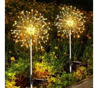 Lysliv Solar Lights Outdoor Garden Waterproof Decorative, 2Pack 150LED Firework Lights, Solar Fairy Lights for Yard, Garden, Party, Patio, Pathway, Flowerbed (Warm White)
