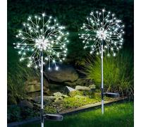 Lysliv Solar Lights Outdoor Garden Waterproof Decorative, 2Pack 150LED Firework Lights, Solar Fairy Lights for Yard, Garden, Party, Patio, Pathway, Flowerbed (White)