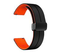 LYSMVIVI Magnetic Silicone 20mm Watch Band Quick Release, Black/Orange