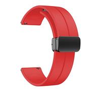 LYSMVIVI Magnetic Silicone 23mm Watch Band Quick Release, Red
