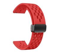 LYSMVIVI Soft Silicone Magnetic Strap Quick Release Sweat Resistant Breathable Wristband for Men Women 18mm 19mm 20mm 22mm, red, 19mm, Casual