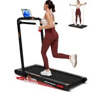 Lysole 4 in 1 Walking Vibration Pad with Auto 10% Incline,12 km/h Treadmills for Home, Foldable Incline Treadmill with App Compatible, with Remote Control(Black Red)