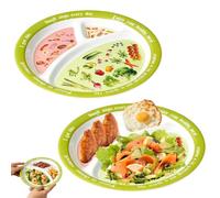 LYSPBAO 2 Pcs Portion Control Plates, Melamine Divided Nutrition Plates for Adults & Teens, Healthy Dividers for Balanced Eating, Weight Loss and Diabetes Management, Round Diet Plate