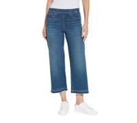 Lyssé Denim Frances Cropped Jeans - Wide Leg Crop Jeans for Women, Premium Woven Stretch Jeans with Holding Power, Authentic Midwash, XL