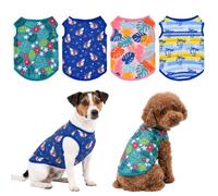 LyssKMK 4-Pack Dog Shirts Summer Hawaiian Pet Clothes for Small Medium Dogs, Breathable Puppy Tank Tops Beach Apparel, Cute Floral & Shark Printed Dog T-Shirts for Boy Girl (XXL)