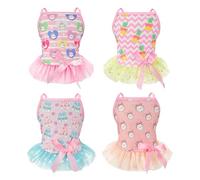 LyssKMK 4 Pack Dog Slip Dresses Adorable Hand-Painted Pattern Puppy Dresses Summer Holiday Pet Clothes for Small Dogs (S)
