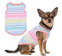 LyssKMK Dog Tank Top Summer Beach Style Breathable Mesh Polyester Puppy Vest Colorful Pastel Striped Sleeveless Pet Clothes for Small Medium Dogs Cooling Apparel (Stripe) S