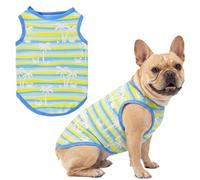 LyssKMK Dog Tank Top Summer Beach Style Breathable Mesh Polyester Puppy Vest Tropical Palm Tree Striped Pet Clothes for Small Medium Dogs Sleeveless Cooling Apparel(Coco) XL