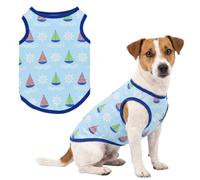 LyssKMK Dog Tank Top Summer Beach Style Breathable Puppy Vest for Small Medium Dogs Nautical Sailboat Print Sleeveless Pet Apparel (Sailboat) XS