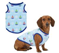 LyssKMK Dog Tank Top Summer Beach Style Breathable Puppy Vest for Small Medium Dogs Nautical Sailboat Print Sleeveless Pet Apparel (Sailboat) XL