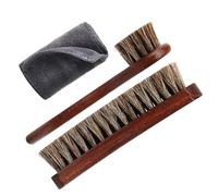 LYSSRA 3-Piece 100% Horse Hair Shoe Brush Kit Premium Dauber Applicators Leather Care Cleaning Set with Polishing Brushes and Cloth for Leather Suede Shoes Boots Bags Cars Cleaning Polishing