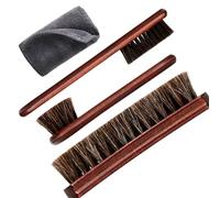 LYSSRA 4-Piece 100% Horse Hair Shoe Brush Kit Premium Dauber Applicators Leather Care Cleaning Set with Polishing Brushes and Cloth for Leather Suede Shoes Boots Bags Cars Cleaning Polishing