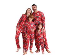 LYSTAO Christmas Family Matching Onesies, Santa Elk Xmas Print Hooded Loungewear, Holiday Zip-Up Pyjamas for Women Men Kids(Elk & Snowflake, Women, XXL)