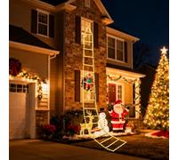 Lysumurl 9.9Ft Christmas Decorative Ladder Lights, Warm White LED Christmas Light with Climbing Santa Claus, 8 Modes, Timers, IP44 Waterproof Indoor & Outdoor Garden & Xmas Tree Decorations Lights