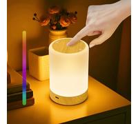 Lysumurl Dimmable Night Light, Rechargeable Baby Touch Bedside Lamps, RGB Colour Changing LED Bedside Lamp, 5 Brightness Adjustments, Led Touch Night Light for Bedroom, Living Room, Camping