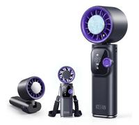 Lysumurl Handheld Turbo Fan Rechargeable, 1-199 Speeds Portable Fan with Cooling Aluminium Plate, 4000mAh Mini Fan with Backpack Hook, LED Display Personal Hand Held Desk Neck Fan for Travel Outdoor