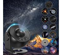 Lysumurl Planetarium Star Projector, 13 in 1 Galaxy Light with 12 Film Discs, 360° Starry Sky Night Light, Celestial Galaxy Projector for Adults Kids Bedroom, Black