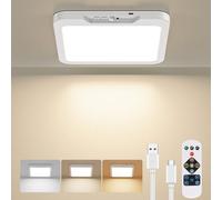 Lysumurl Rechargeable Ceiling Light with Remote, 7500mAh Battery Operated LED Ceiling Lamp Motion Sensor, 3 Colour Temperatures, Magnetic Wireless Mount Shower Light for Shed Loft Garage Hallway