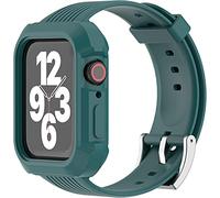 Lysun Heavy Duty Bumper Bands Compatible with Apple Watch Band 45mm 44mm 42mm Women Men Waterproof Soft Silicone Replacement Strap Accessories for iWatch Series 7/6/5/4/3/2/1/SE, Green