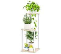 LyTaispuly 3 Tier Plant Stand Indoor, Metal Wood Tiered Corner Plant Stands Tall Holder, Tall Flower Shelf Display Rack for Outdoor Living Room Bedroom Balcony Garden Patio, White