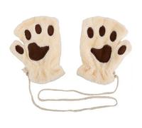 Lytari Cat Paw Gloves Fingerless Mittens Women, Fluffy Plush Winter Warm Gloves with Anti-Lost String, Cute 3D Cat Paws Bear Claw Mittens for Women Cosplay Costume & Daily Wear