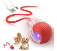 Lytari Interactive Dog Balls Active Rolling Ball with Tail Smart Chase Buddy Dog Toy Rechargeable Interactive Cat Toy 360° Automatic Electric Toys for Indoor Cats Dogs Active Play Chase (Red)