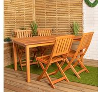 Lyte Outdoor 4 Person Rectangular Wooden Garden Patio Dining Table Chairs Set