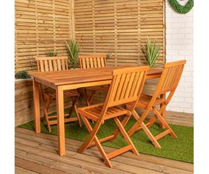 Lyte Outdoor 4 Person Rectangular Wooden Garden Patio Dining Table Chairs Set