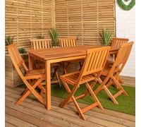 Lyte Outdoor 6 Person Rectangular Wooden Garden Patio Dining Table Chairs Set